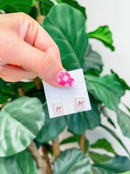 PREORDER: A+ Teacher Signature Enamel Stud Earrings