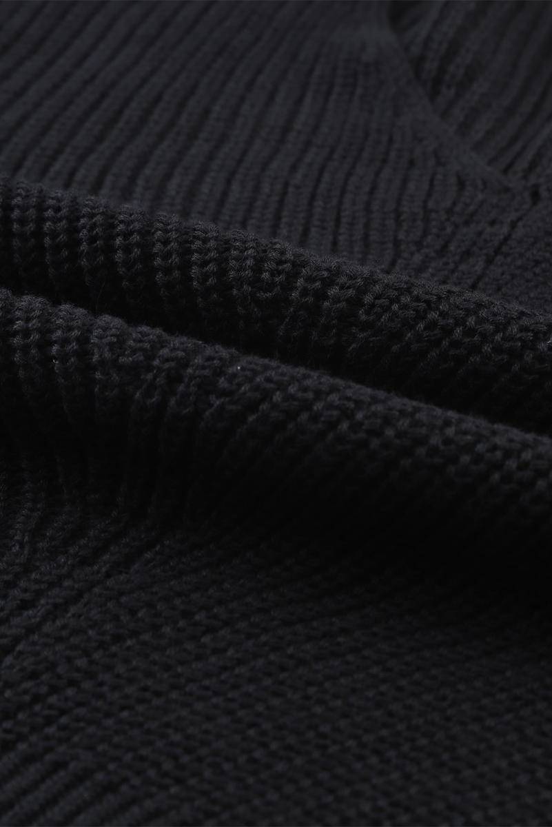 Ribbed Knit V Neck Long Sleeve Sweater