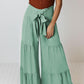Tie Front Smocked Tiered Culottes