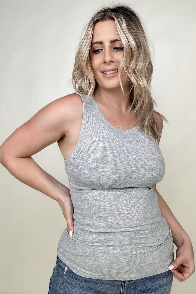 Total Brami Slim Fit High Neck Ribbed Tank Top - Multiple Colors