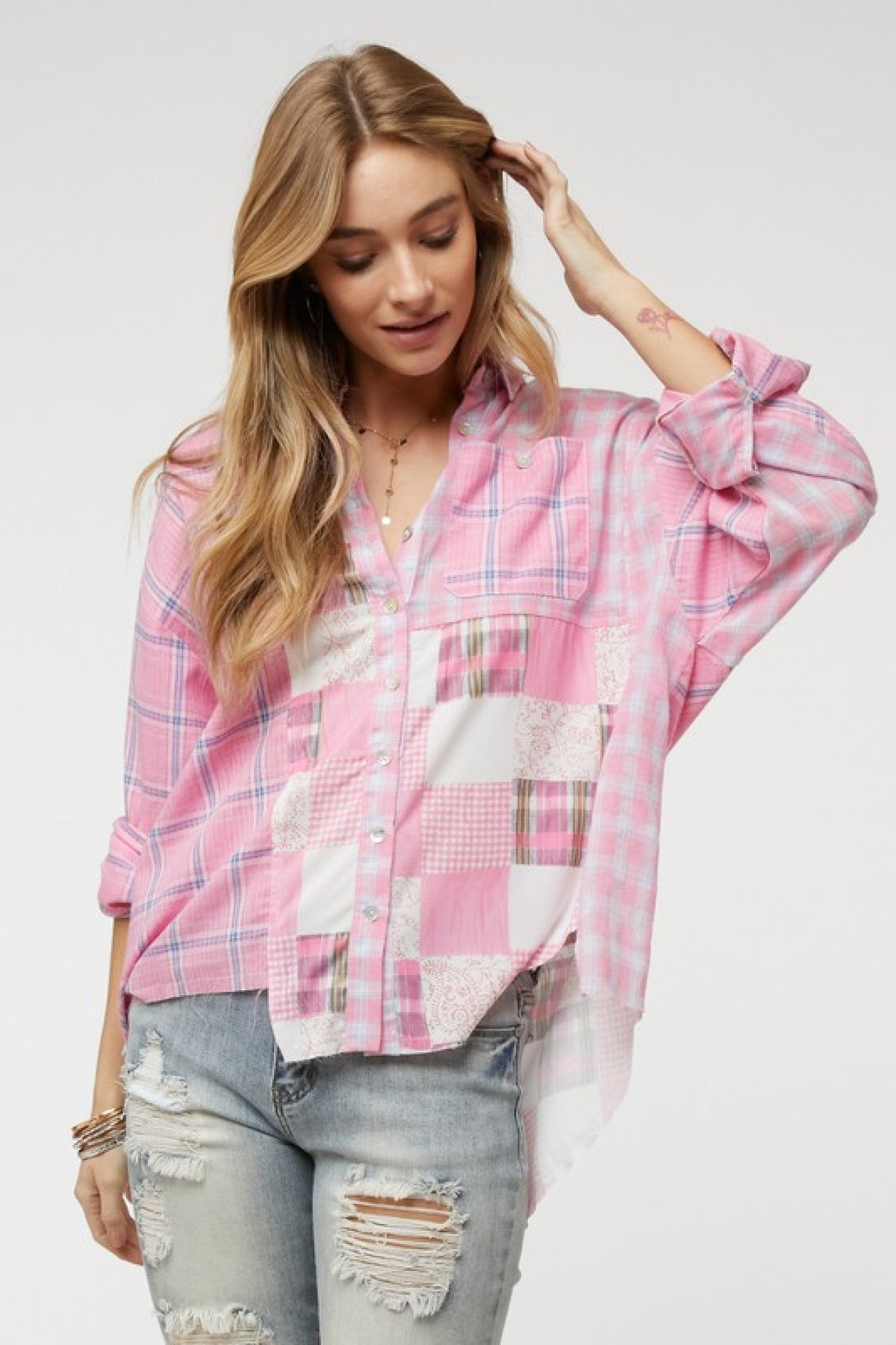 Davi & Dani Pladi Button Down Long Sleeve Shirt