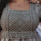 Heyson Crochet Trimmed Square Neck Elegant Blouse