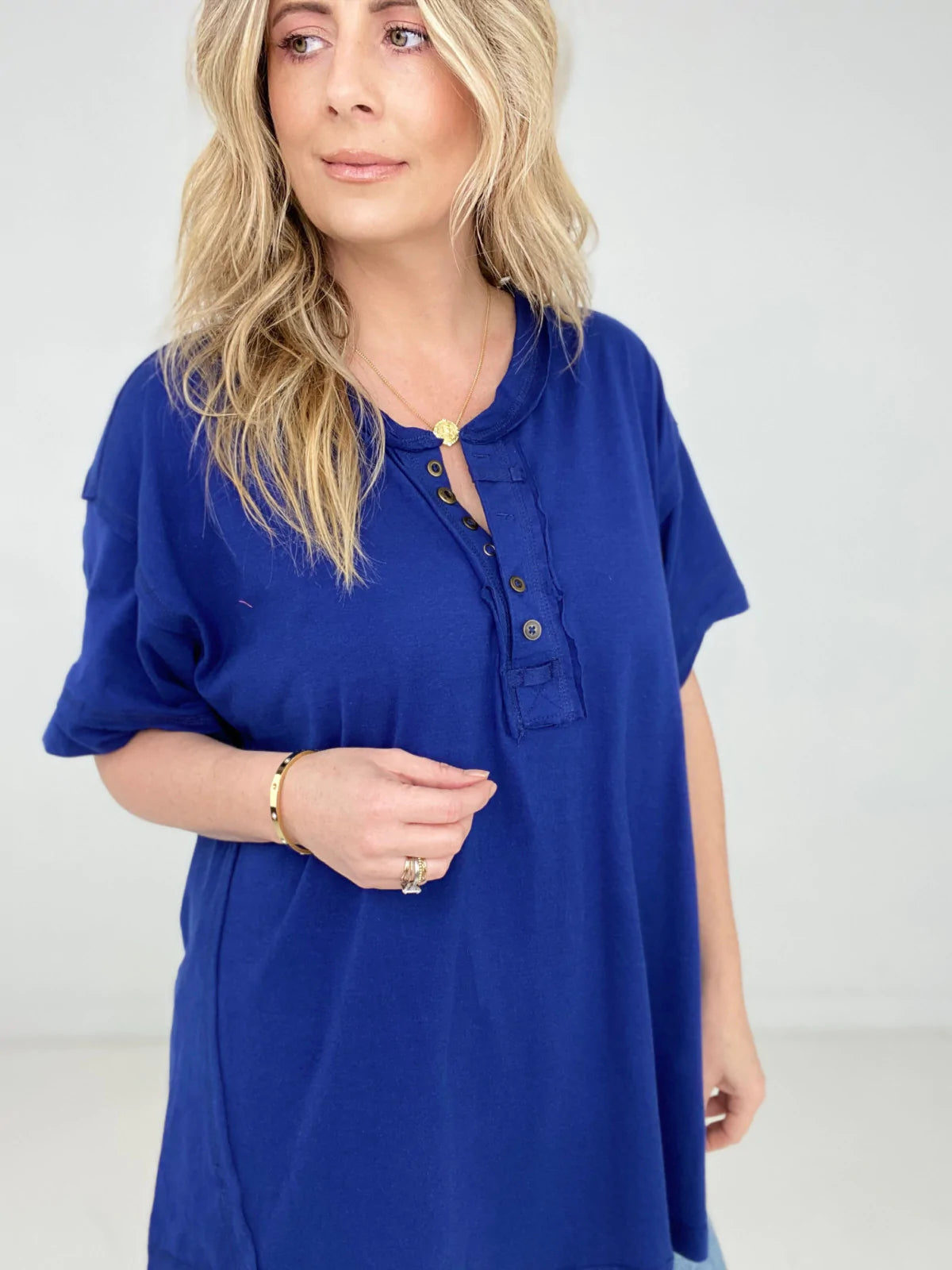 Raw Edge Short Sleeve Top