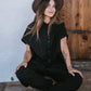 Rae Mode Solid Linen Oversize Fit Buttoned Top