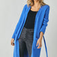 Davi & Dani Solid Long Cardigan with Belt & Pockets