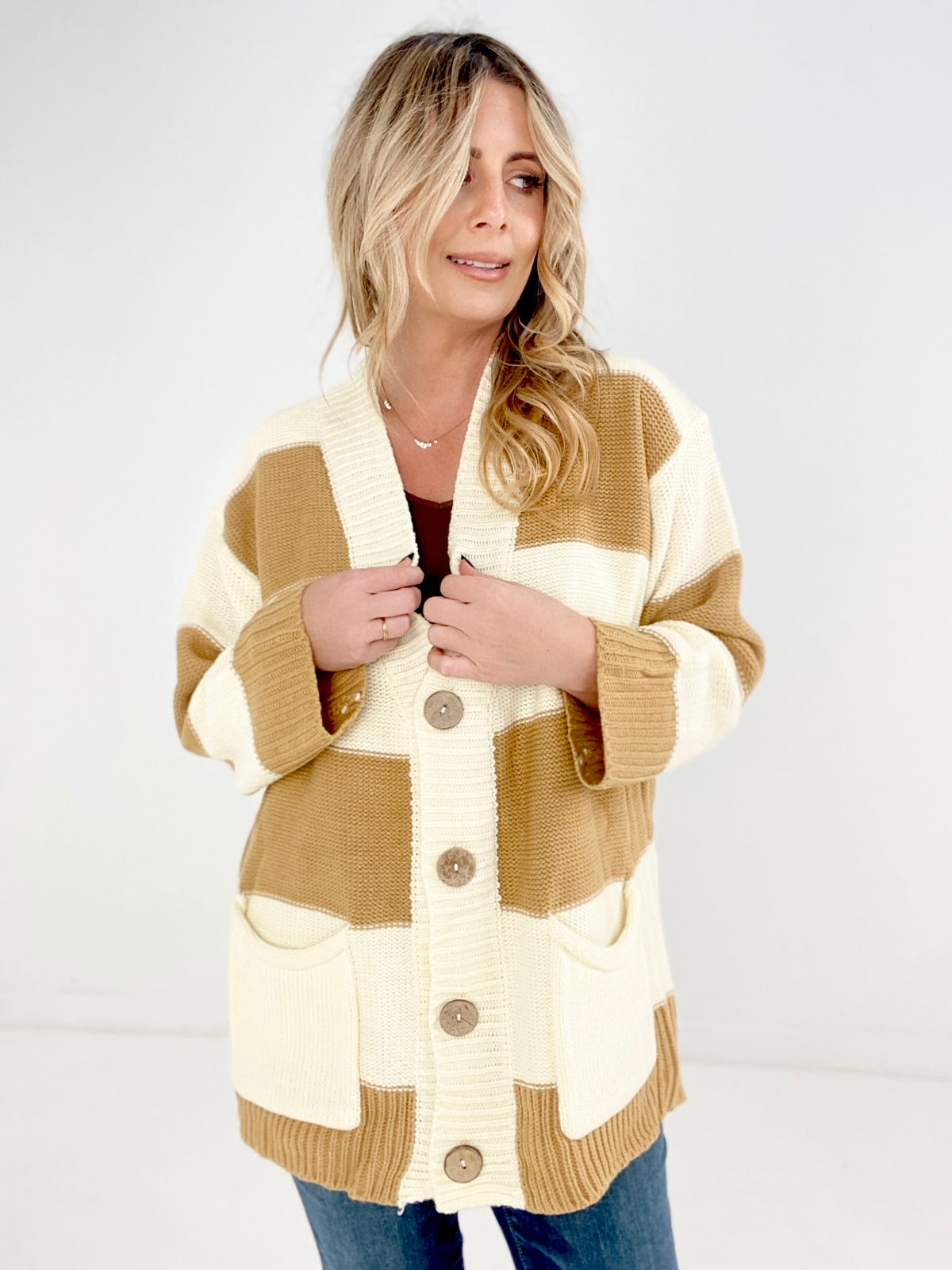 V Neck Button Down Oversize Cardigan