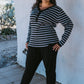 Stripe V Neck Button Down Sweater