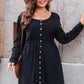 Plus Size Button Front Long Sleeve Dress - (Gray, Pink, Black and Green)