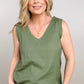 Linen Frayed Edge Sleeveless Top