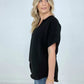 Woven Airflow Split Neck Short Sleeve Top