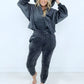 Mono B "Cloud Comfort Hoodie" Velour Cropped Hoodie Pullover with Notched Neckline