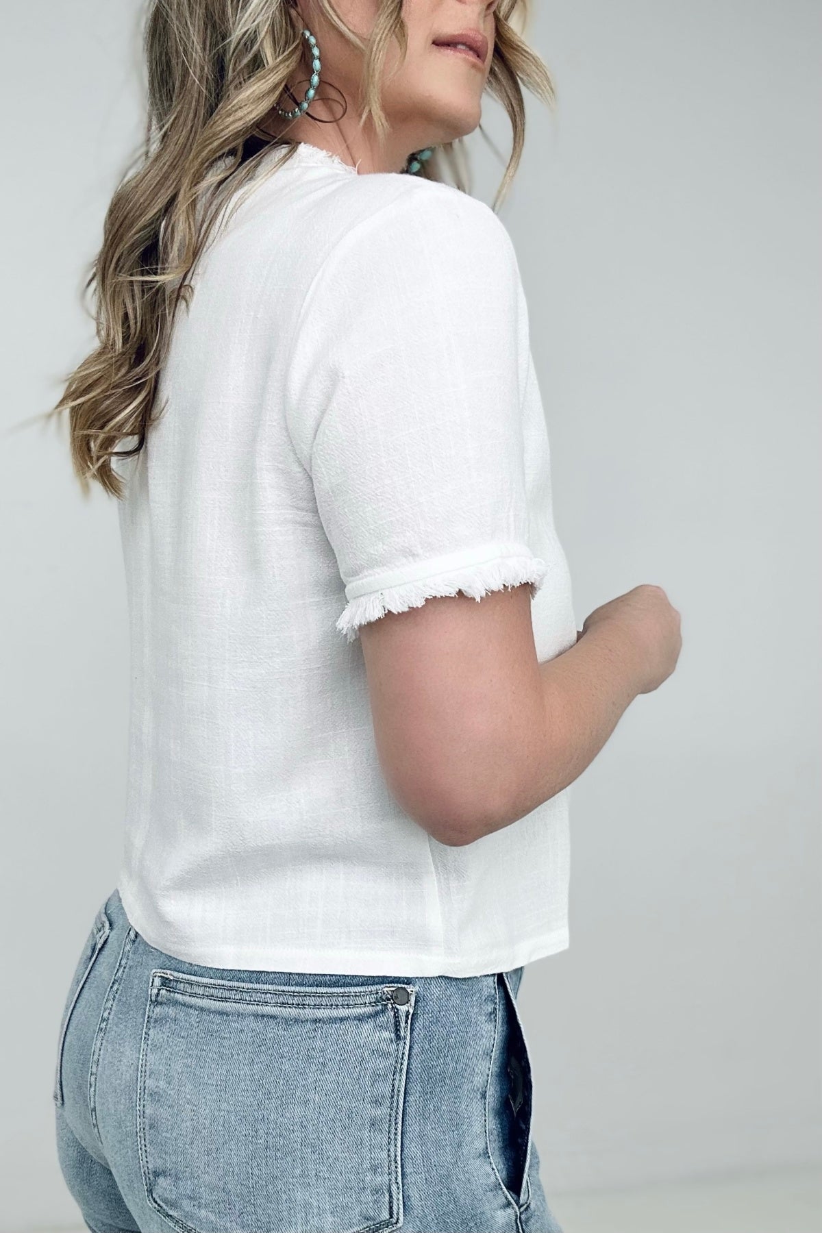 Frayed White Summer Top