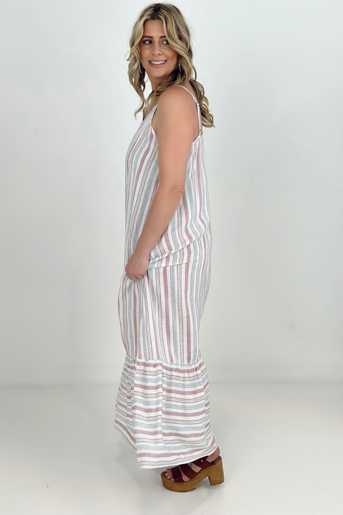 Striped Maxi Dress with Side Seam Pockets