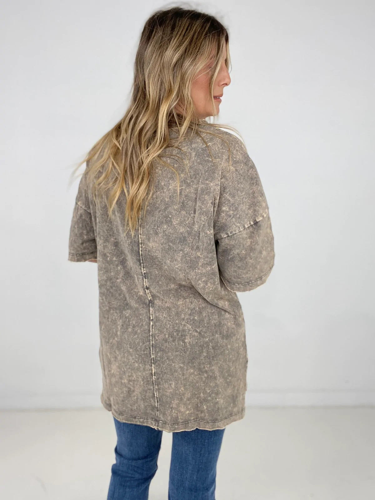 Acid Wash Boyfriend Top