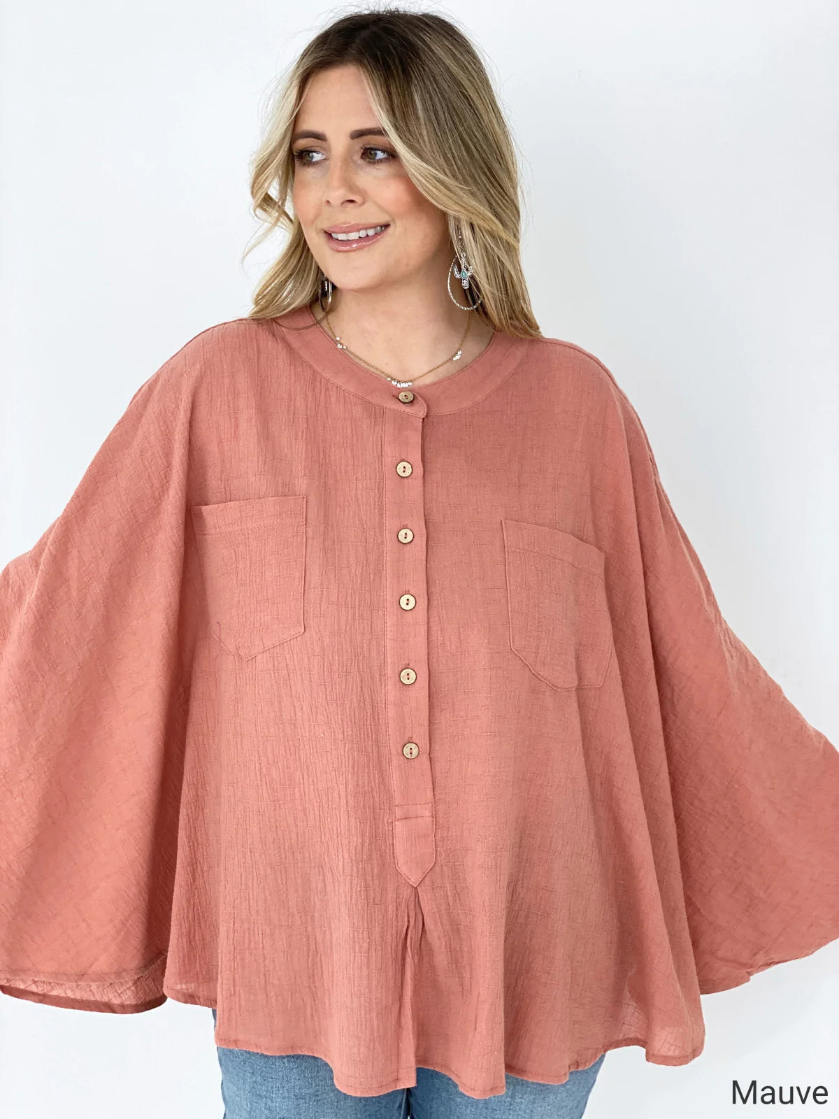 Textured Cotton Linen Oversized Top