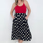 My Girl Polka Dot Pleated Midi Skirt