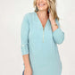 Front Zip-Up 3/4 Sleeve Top