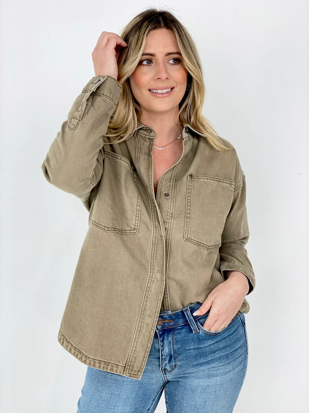 Solid Cotton Twill Shacket