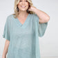 Oversized V-Neck Sheer Knit Top