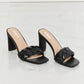 Braided Block Heel Sandals in Black