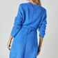 Davi & Dani Solid Long Cardigan with Belt & Pockets