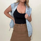 Relaxed Fit Hooded Denim Vest Jacket