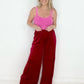 Solid Velvet Wide Leg Pants