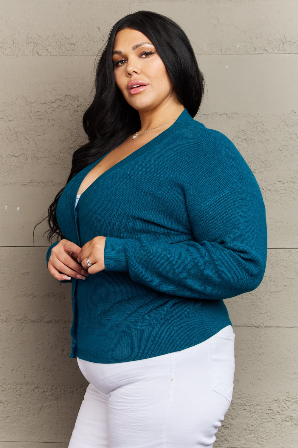 Everyday Favorite V-Neck Cardigan in Teal