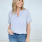 Zenana Heavy Woven Span Split Neck Short Sleeve Top