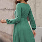 Scoop Neck Button Front Dress - (Black, Green, Gray and Blue)