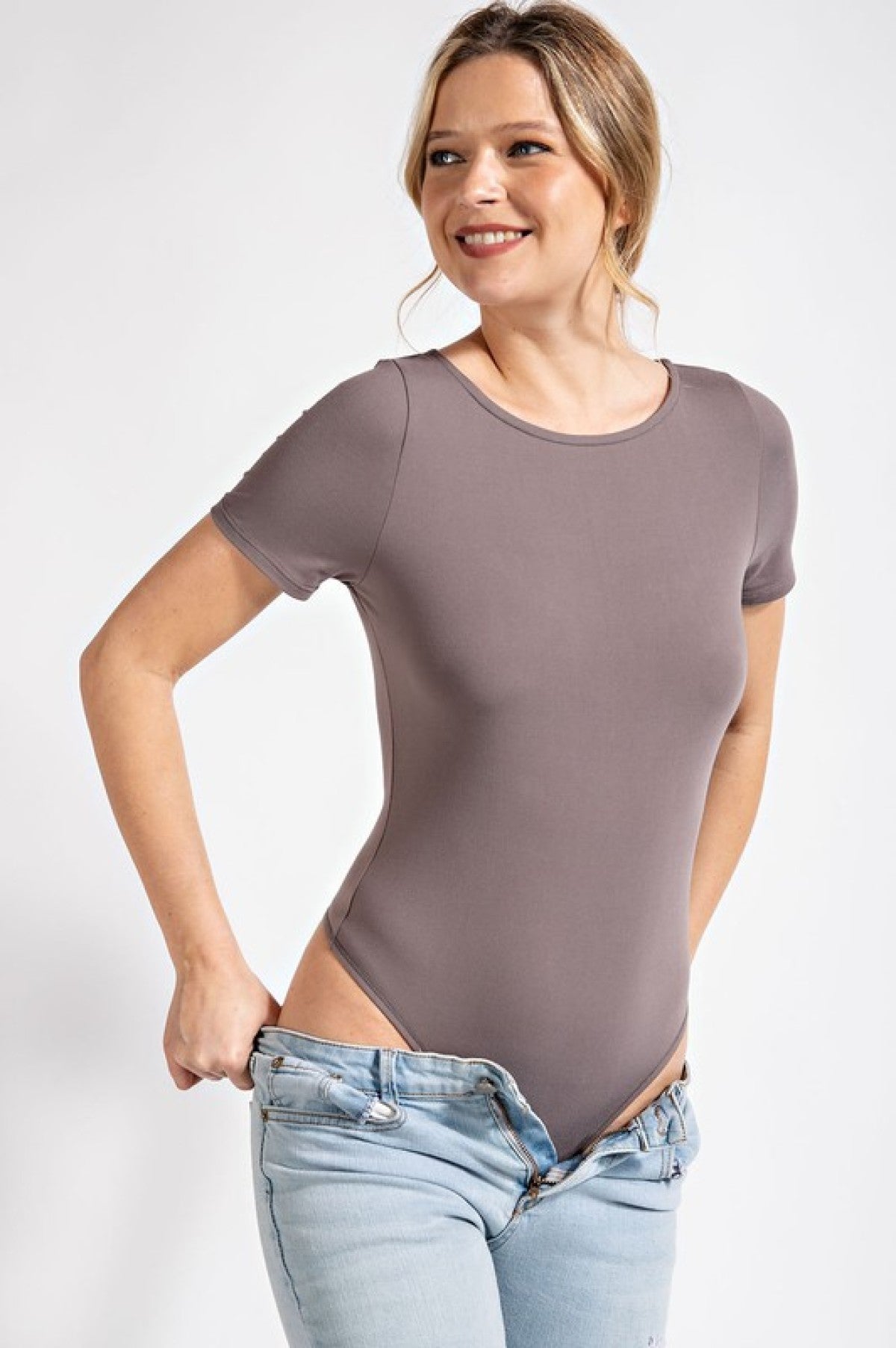 Rae Mode Solid Butter Boat Neckline Bodysuit