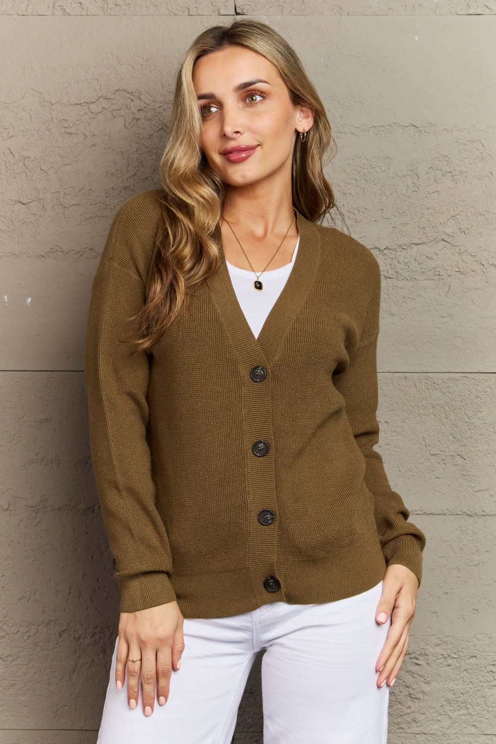 Everyday Favorite V-Neck Cardigan in Olive