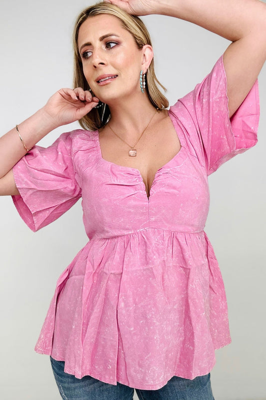 Short Sleeve Solid Woven Top