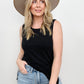 Round Neck Sleeveless Side Slit Top