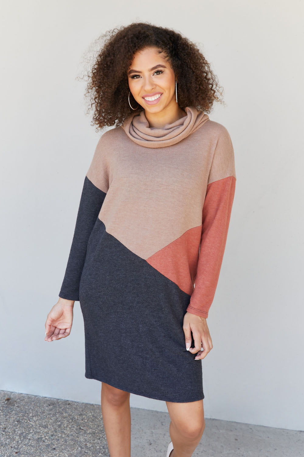 SIZE MEDIUM Autumn Color Block Sweater Dress