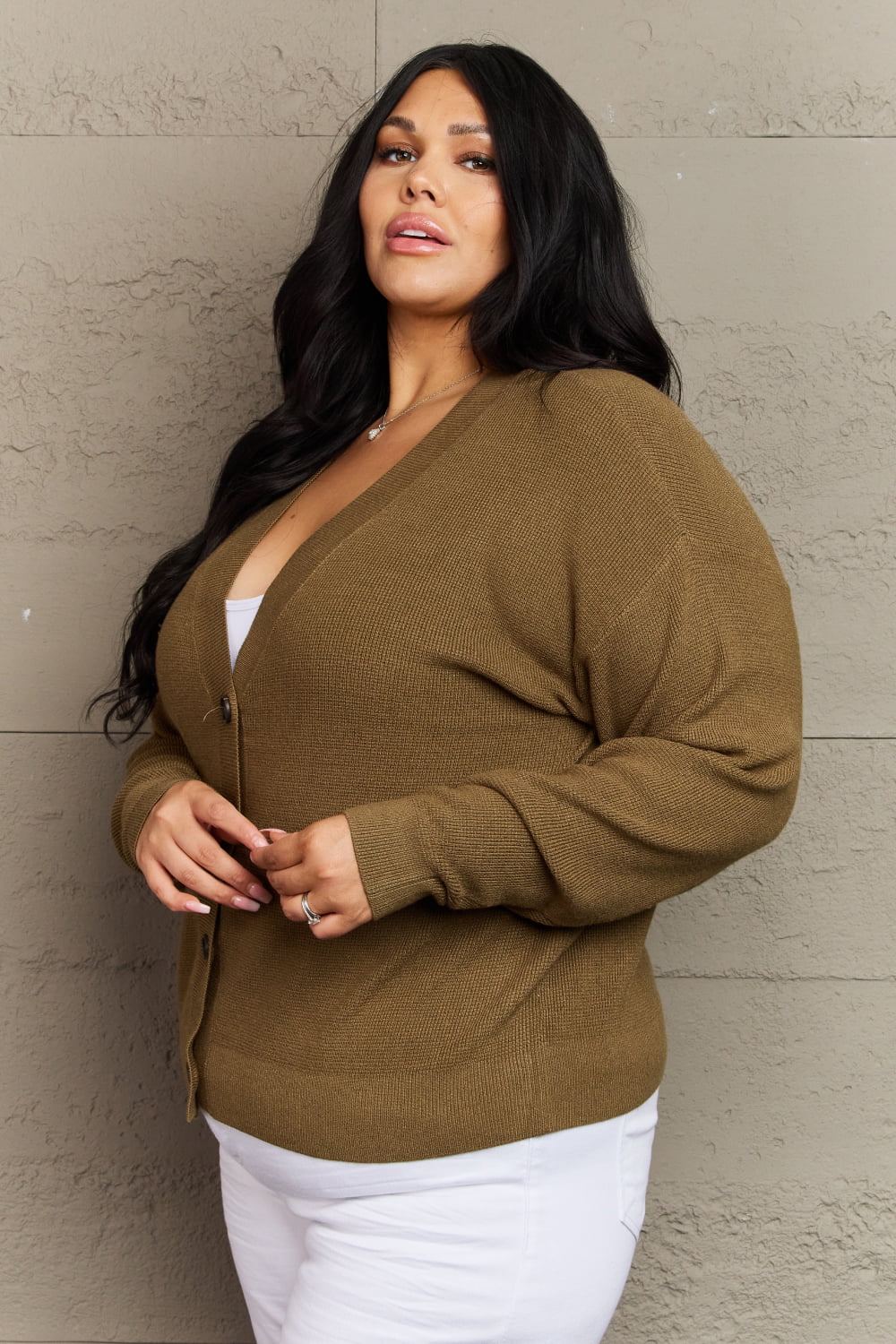 Everyday Favorite V-Neck Cardigan in Olive