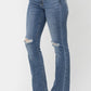 Judy Blue Mid Rise w/ Pocket Tooling & Knee Destroy Bootcut Jeans