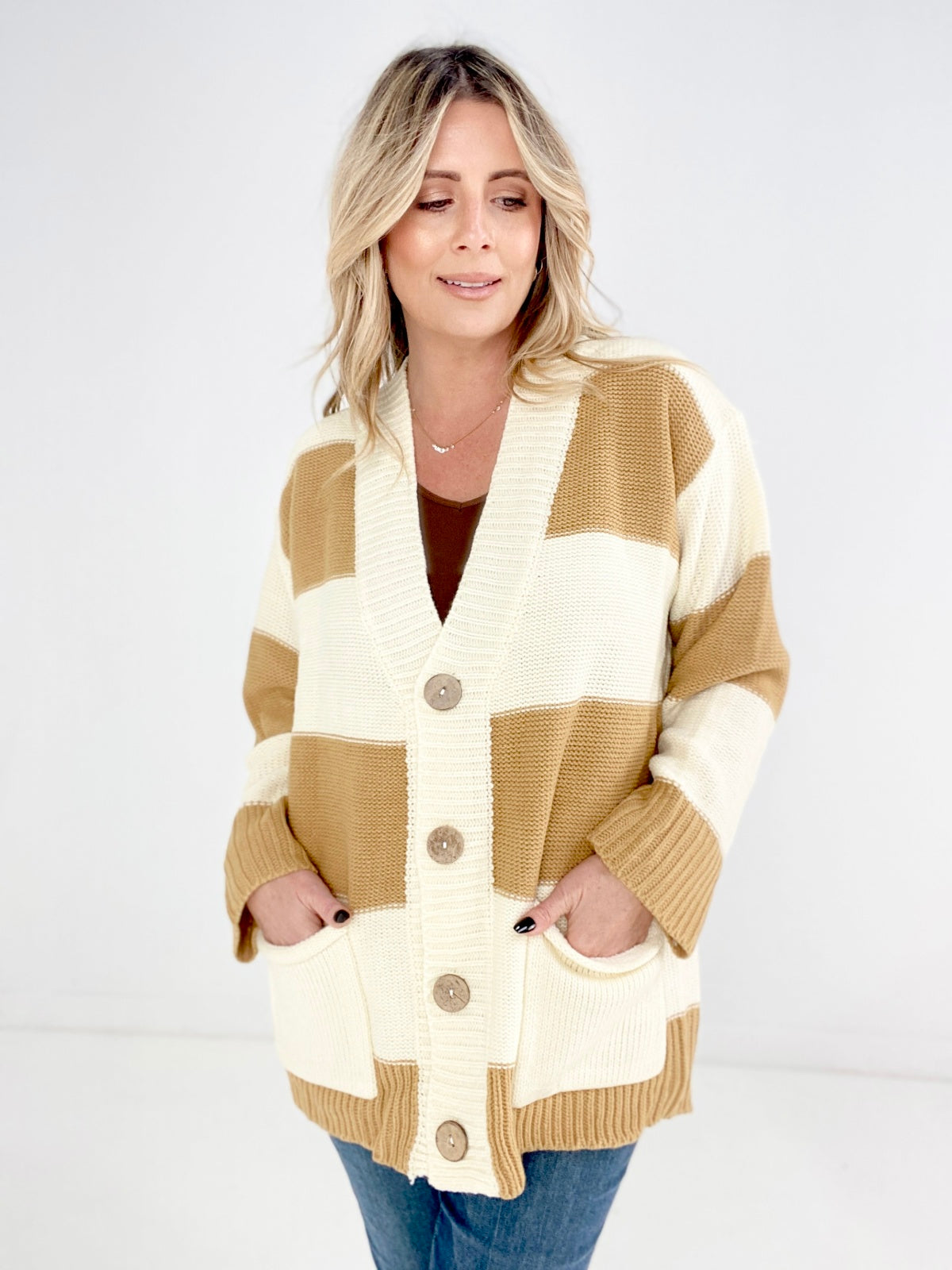 V Neck Button Down Oversize Cardigan