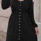 Scoop Neck Button Front Dress - (Black, Green, Gray and Blue)