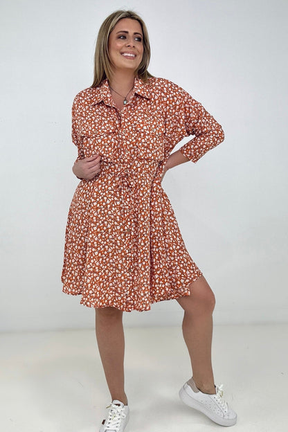 Floral Button Down Shirt Dress