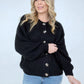 Solid Balloon Sleeve Button Front Cardigan