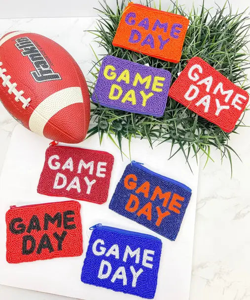 PREORDER: Game Day Beaded Zip Pouches in Assorted Colors
