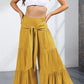 Tie Front Smocked Tiered Culottes