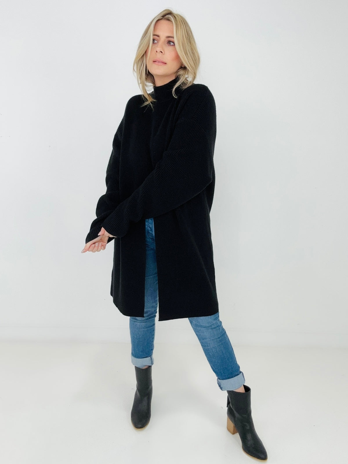 Nora Mockneck Front Slit Sweater