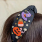 PREORDER: Halloween Scene Embellished Top Knot Headband in Two Colors
