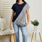 SIZE XL Striped Color Block Tee in Navy
