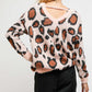 V Neck Animal Print Pull Over Sweater