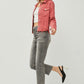 RISEN Raw Hem Button Up Cropped Denim Jacket