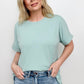 Cuffed Sleeve High-Low Hem Top