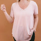 Rae Mode ECO Solid V Neck Short Sleeves Top